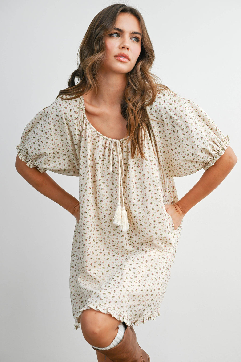 Buttermelon Ruffled Hem Mini Dress