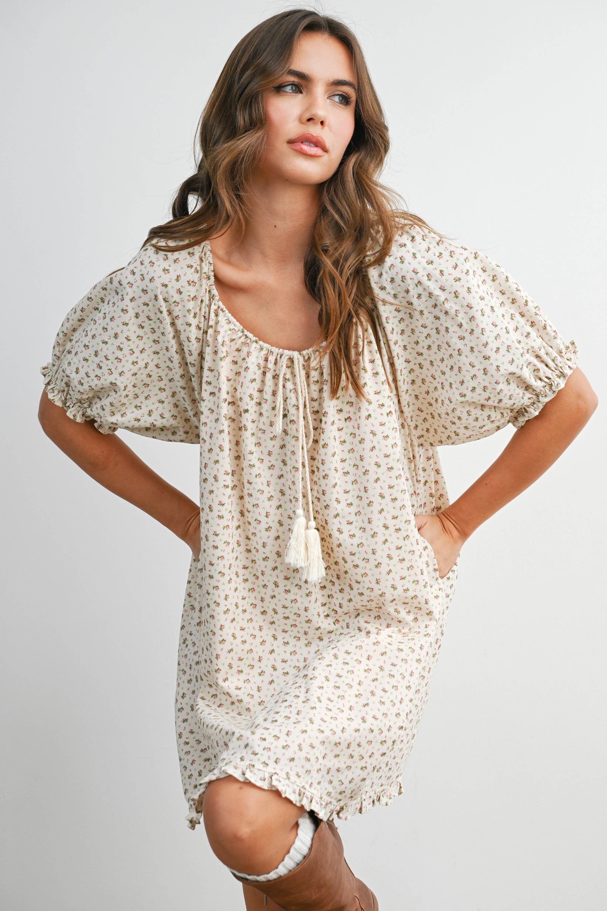 Buttermelon Ruffled Hem Mini Dress
