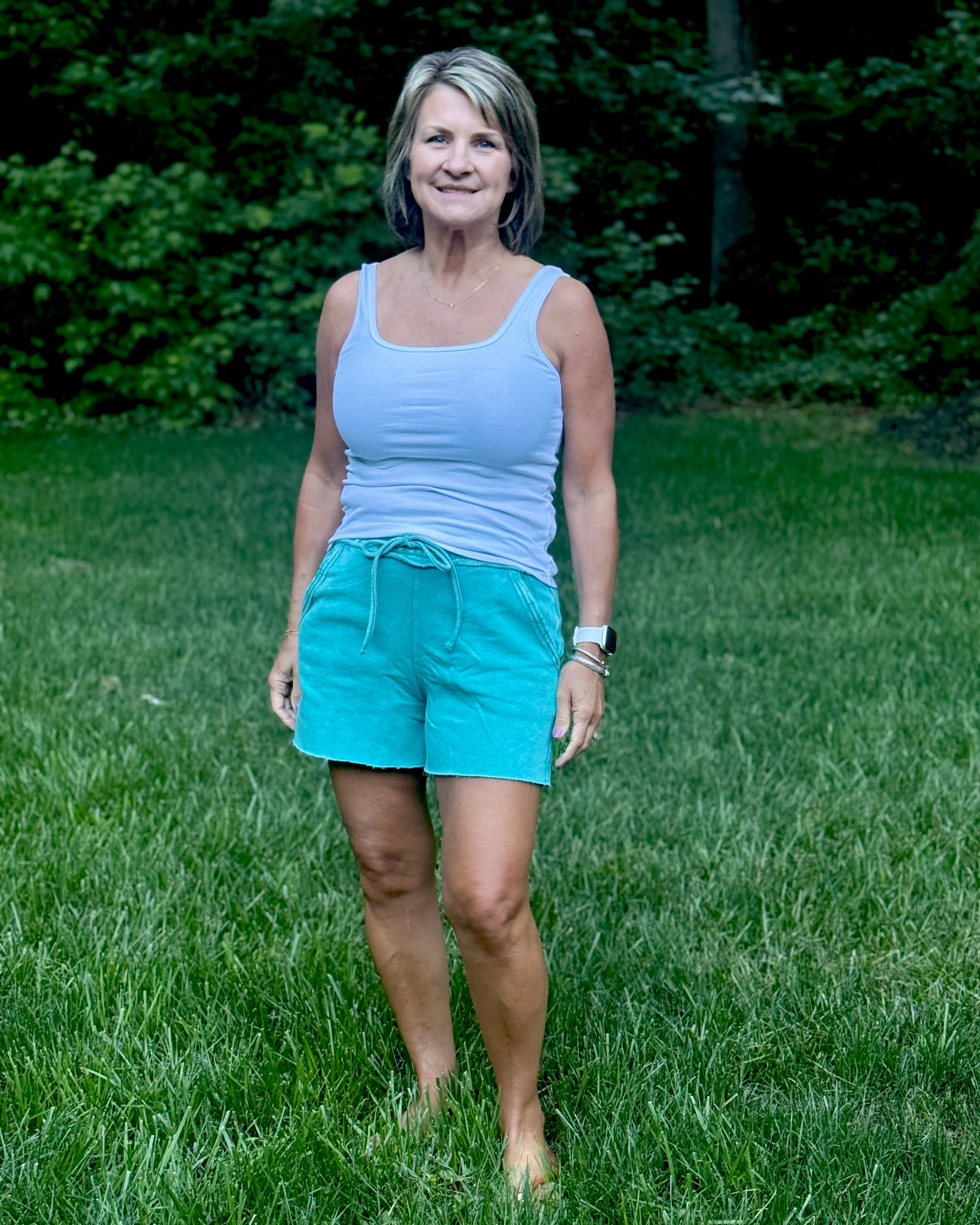 Zenana Acid Wash Fleece Drawstring Shorts With Pockets