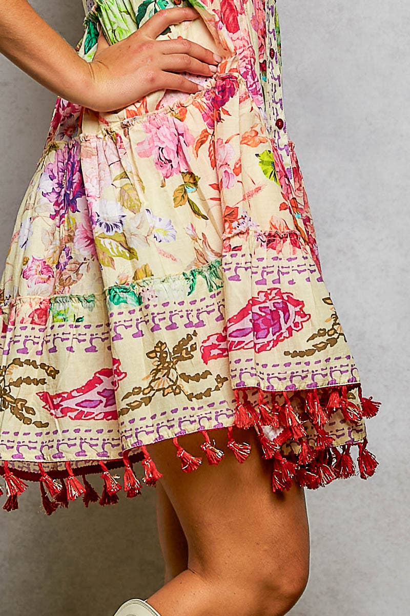 POL Floral Tassel Dress