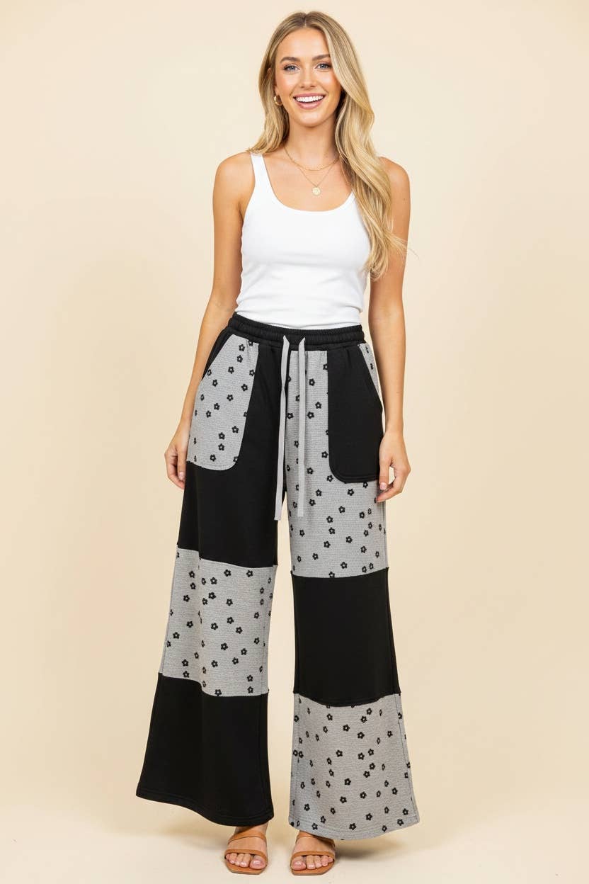 Heimish Floral Patchwork Waffle Knit Pants