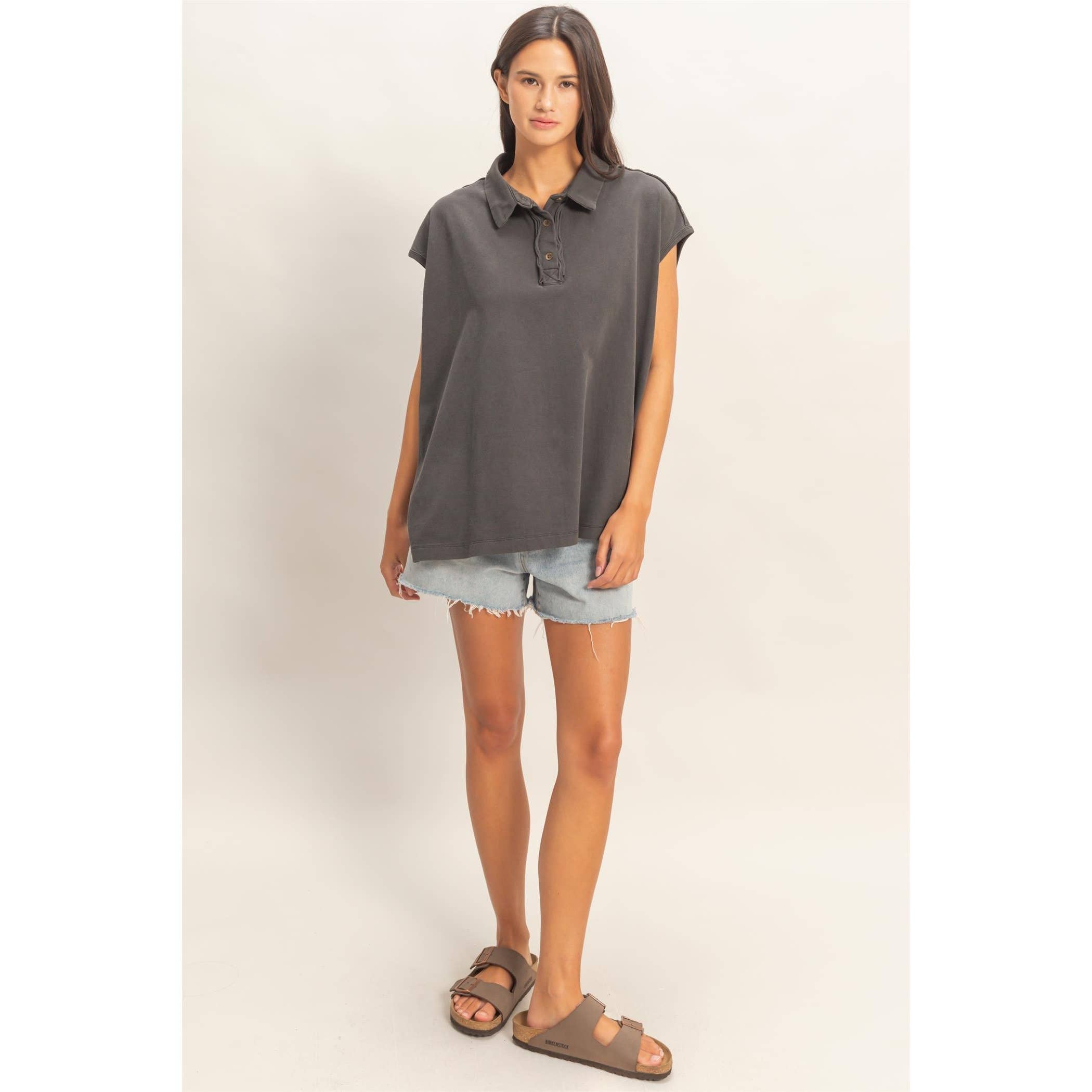 Double Zero Sleeveless Oversized Top