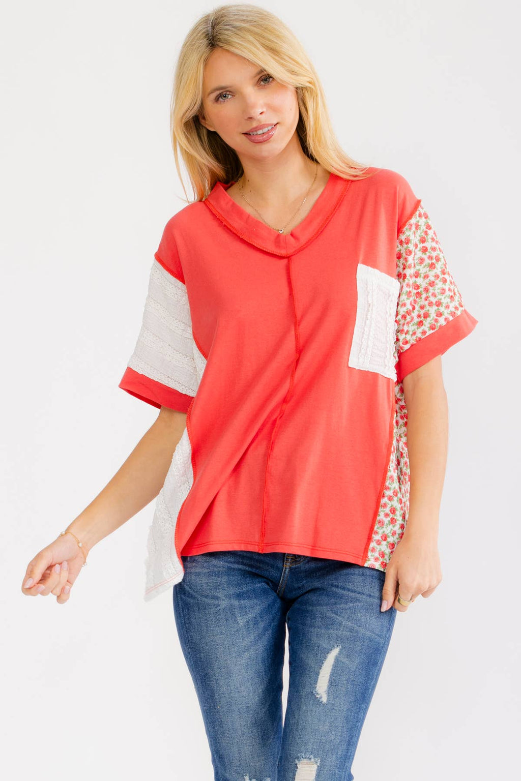 7th Ray PLUS Textured V-Neck