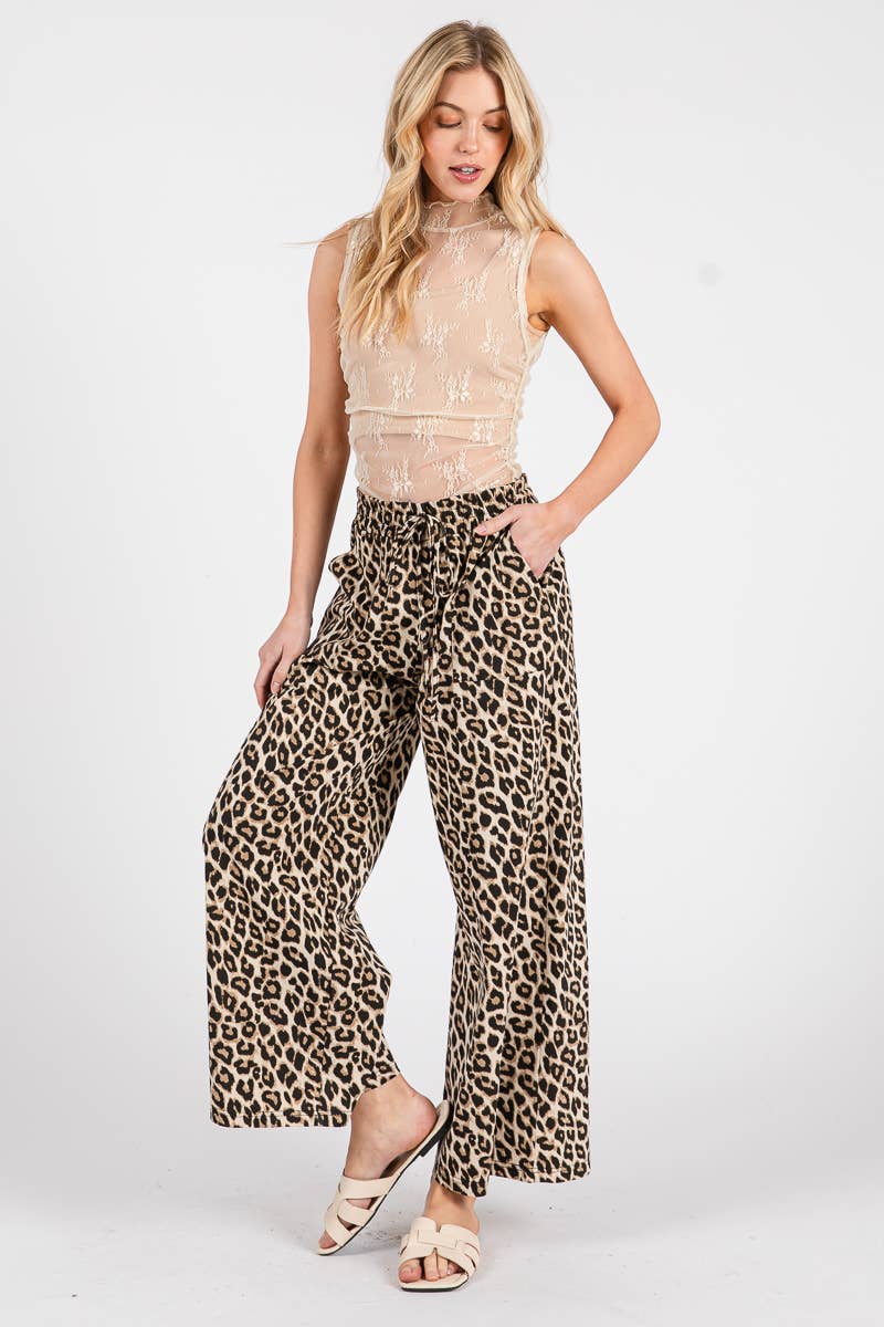 Sewn & Seen Leopard Print Wide-Leg Pants