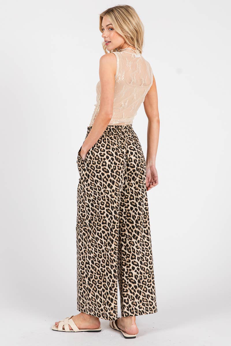 Sewn & Seen Leopard Print Wide-Leg Pants