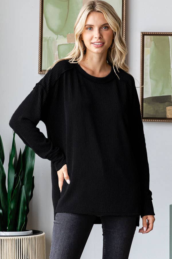 7th Ray Textured Rib Knit Top