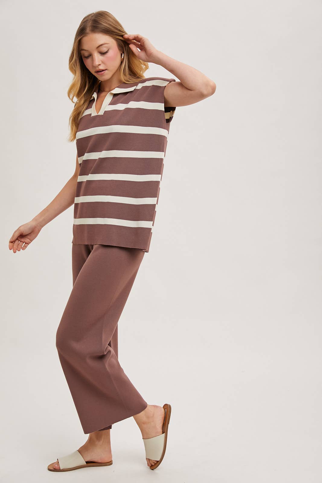 Bluivy Striped Polo Pants Set