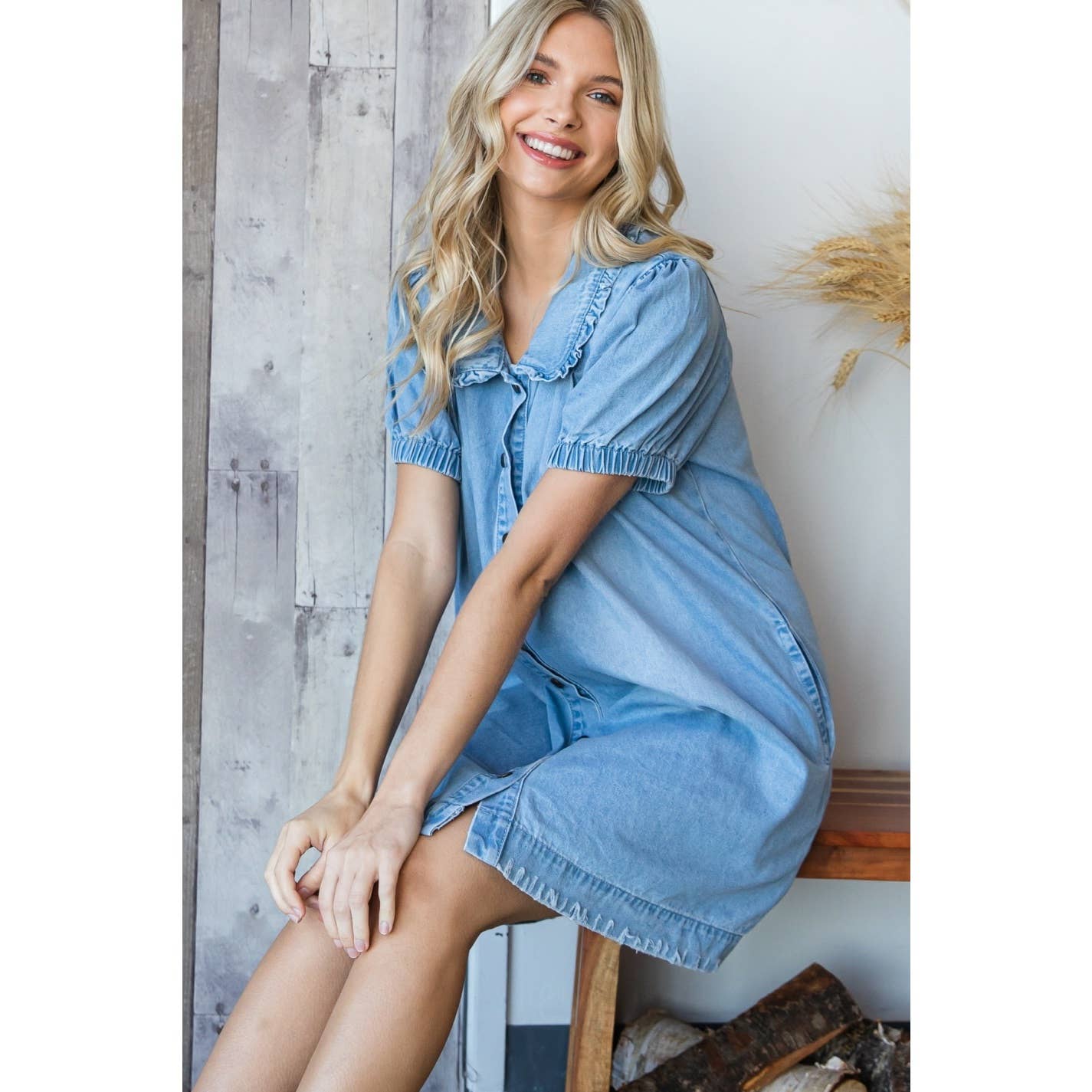 Veveret Button Down Denim Dress