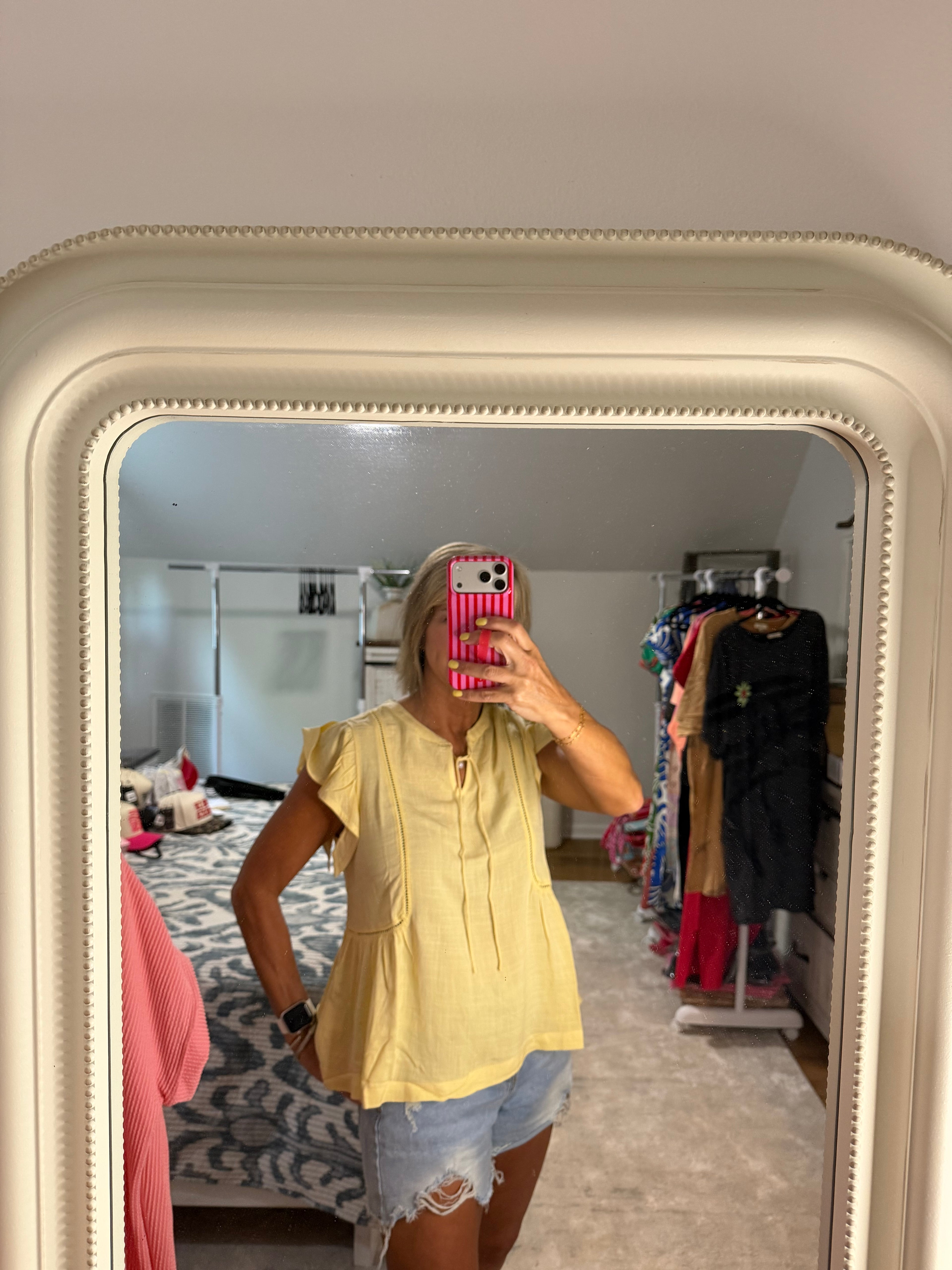 Be Cool Tie Front Ruffle Sleeve Top