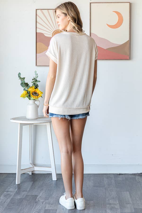 7th Ray Color Block Textured Top