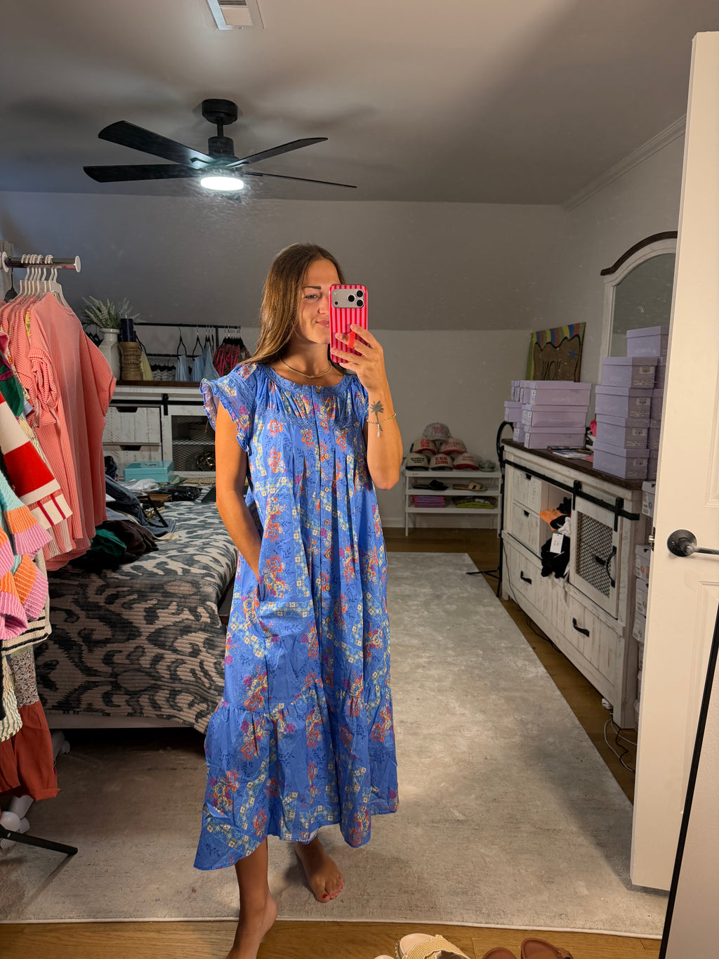 Easel Floral Printed Midi Dress
