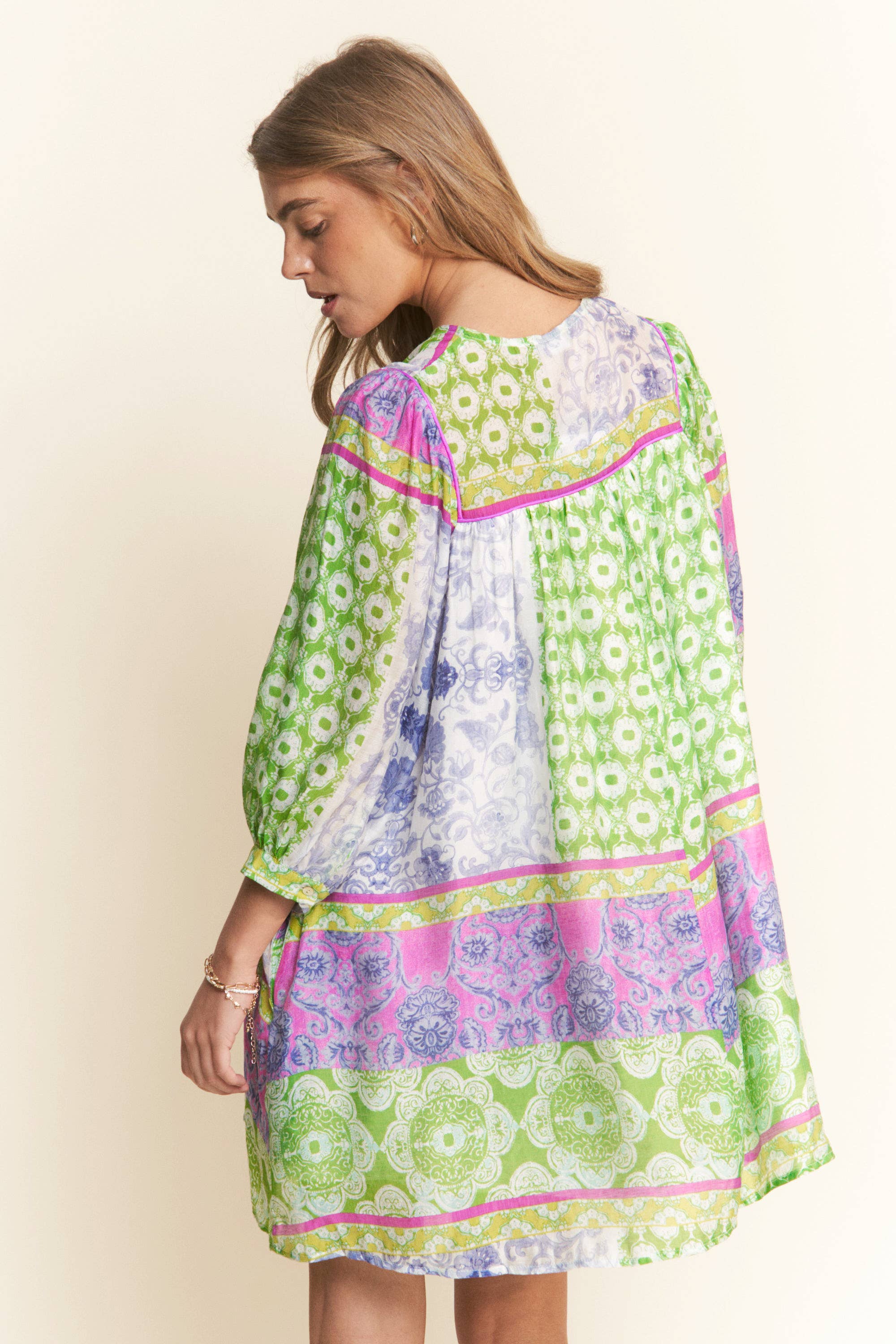 J.NNA Multi Pattern Mini Dress