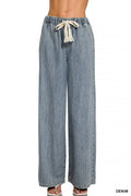 Zenana Wide Leg Drawstring Denim Pants