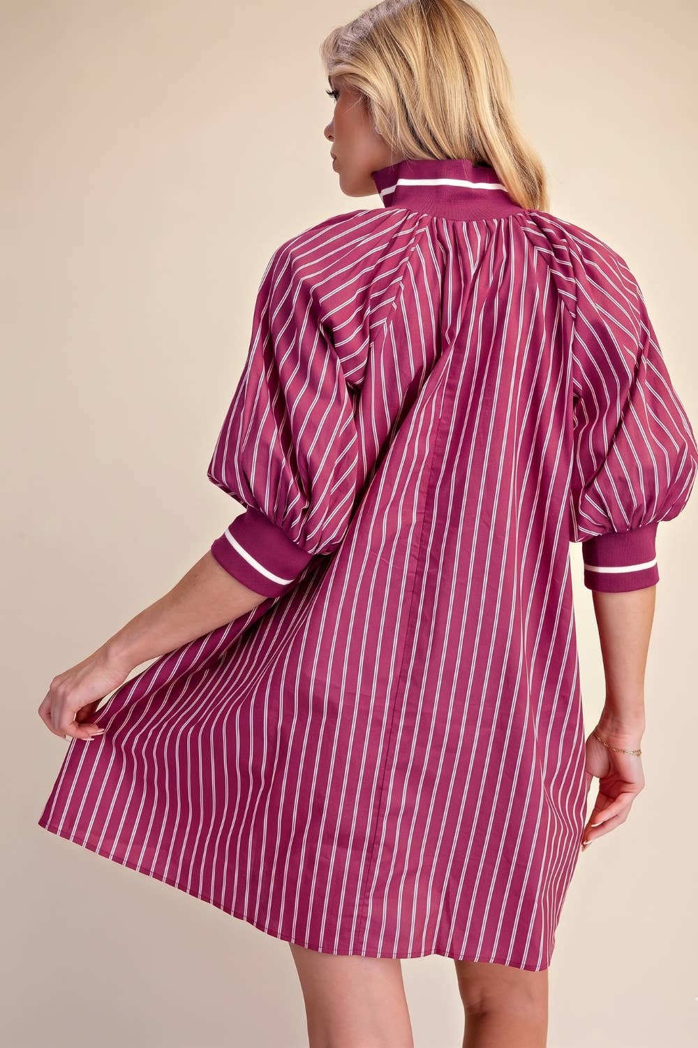 Glam Half Zip Stripe Mini Dress