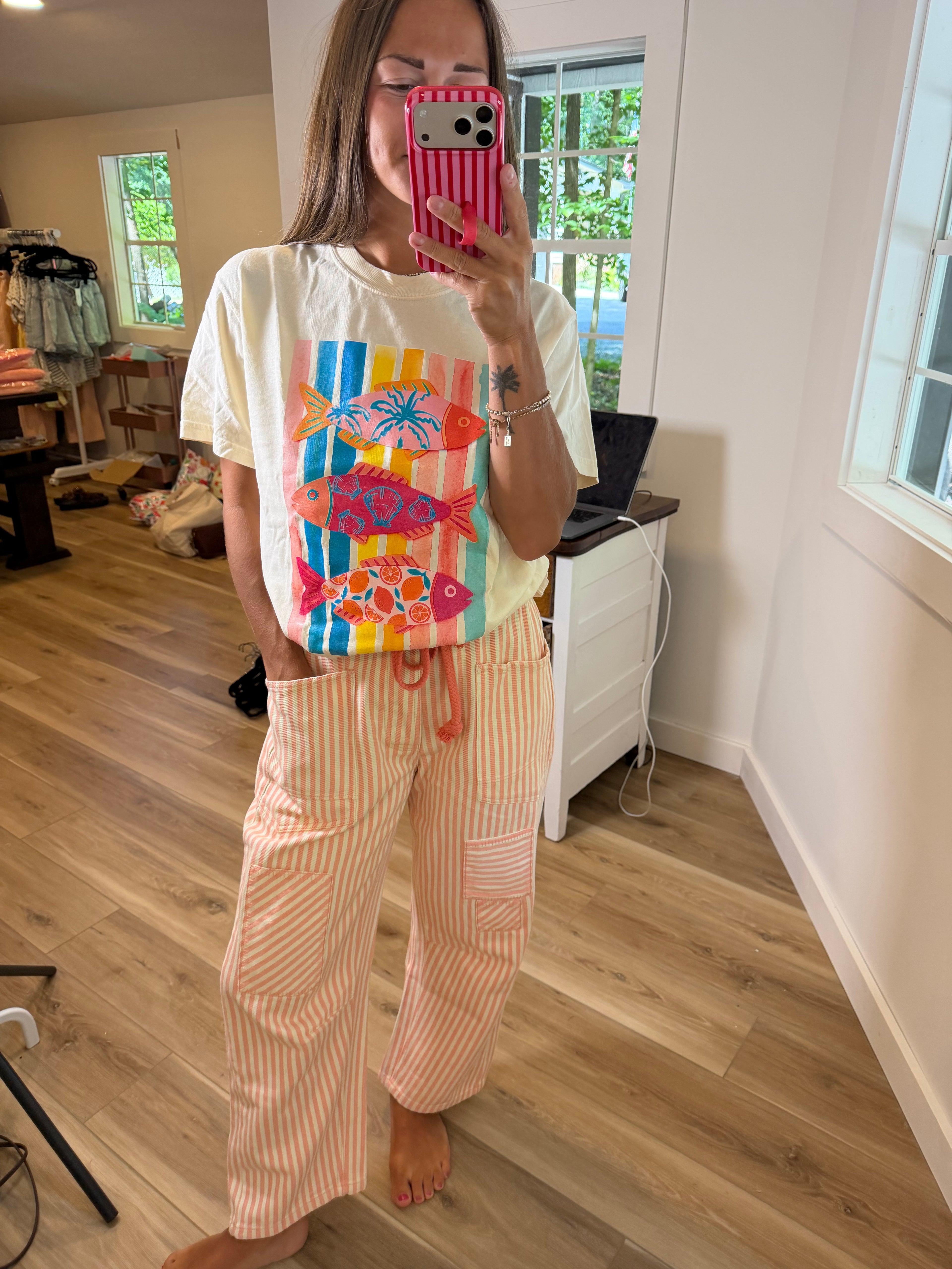 BiBi Striped Barrel Pants