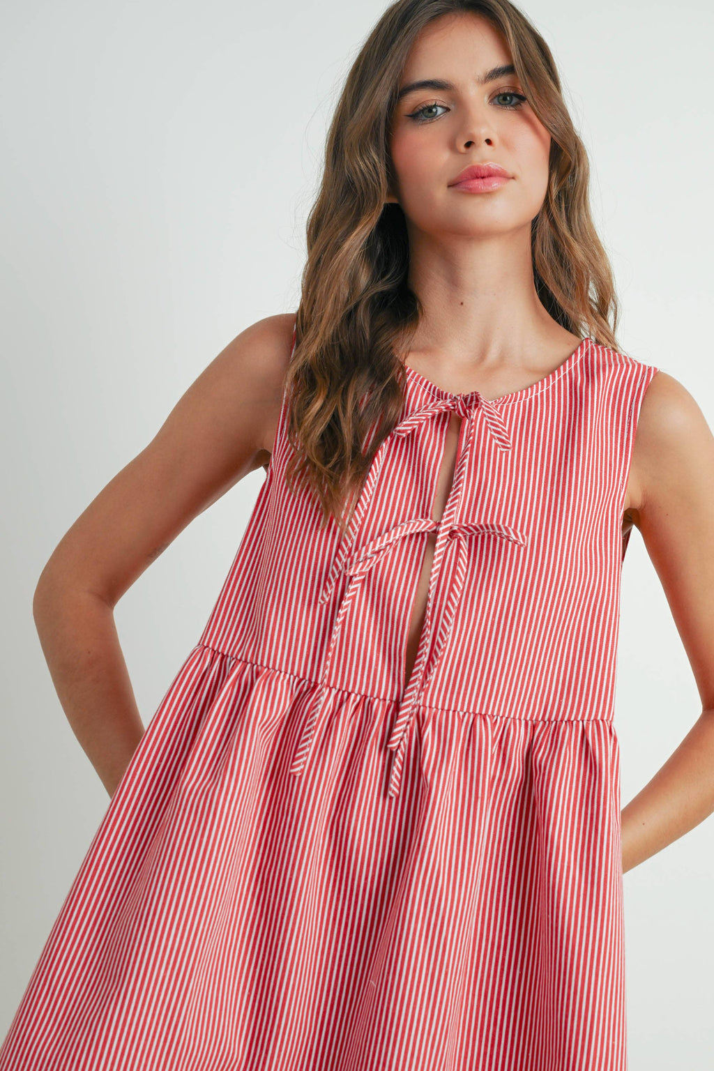 Buttermelon Red Stripe Bowknot Dress