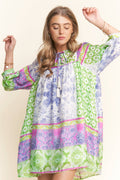 J.NNA Multi Pattern Mini Dress