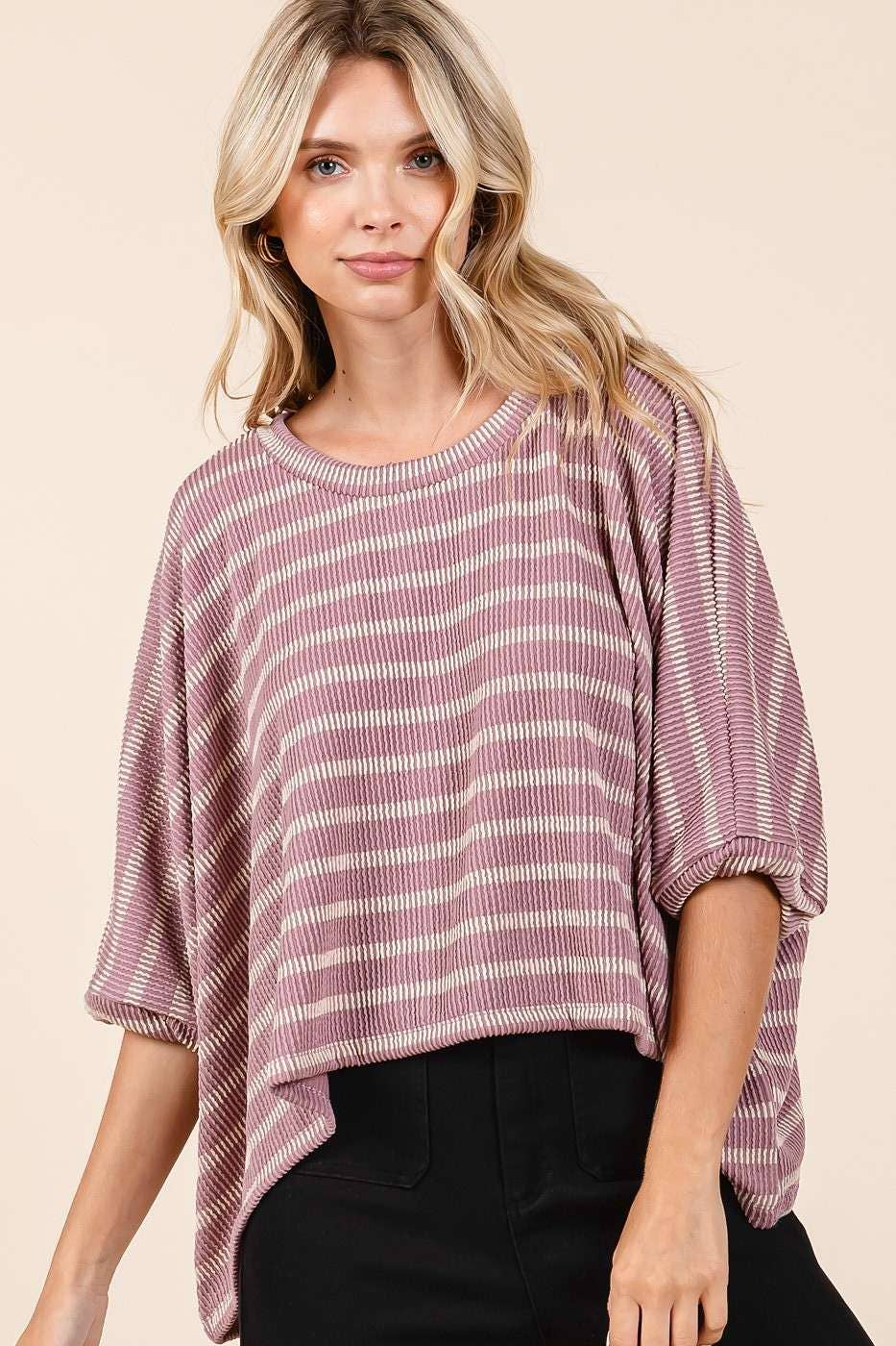 Mitto Shop Striped Print Top