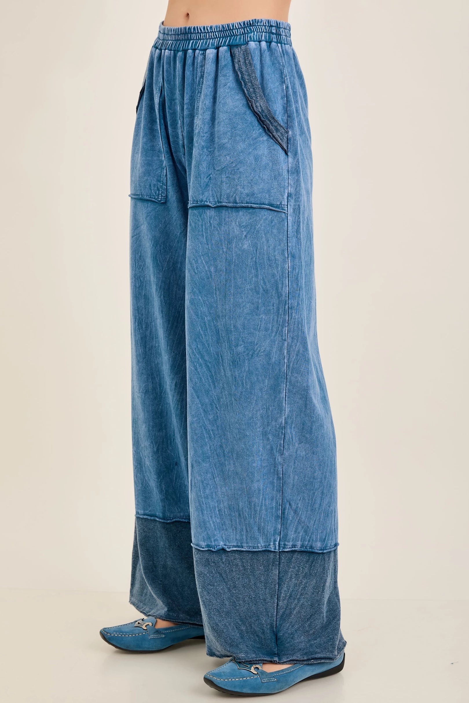 J.Her Mineral Washed Contrast Blocked Pants