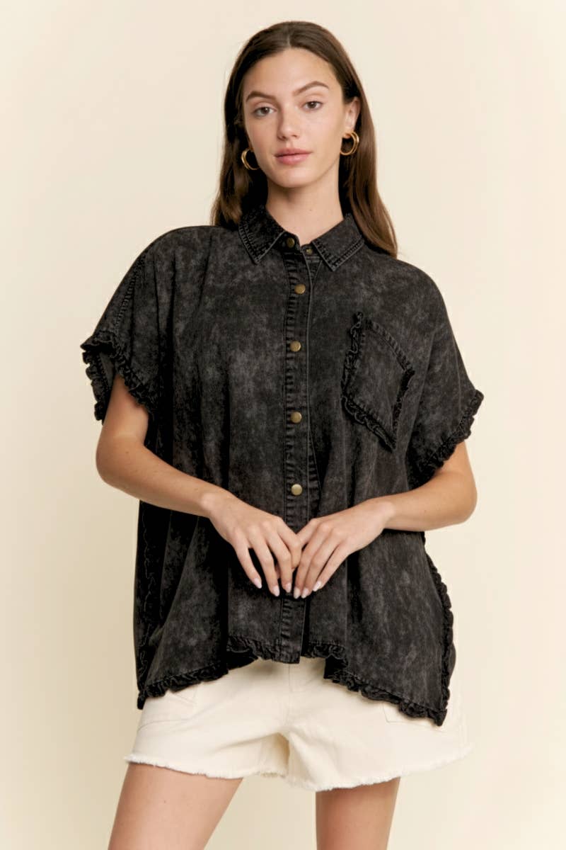 J.NNA Ruffle Denim Top