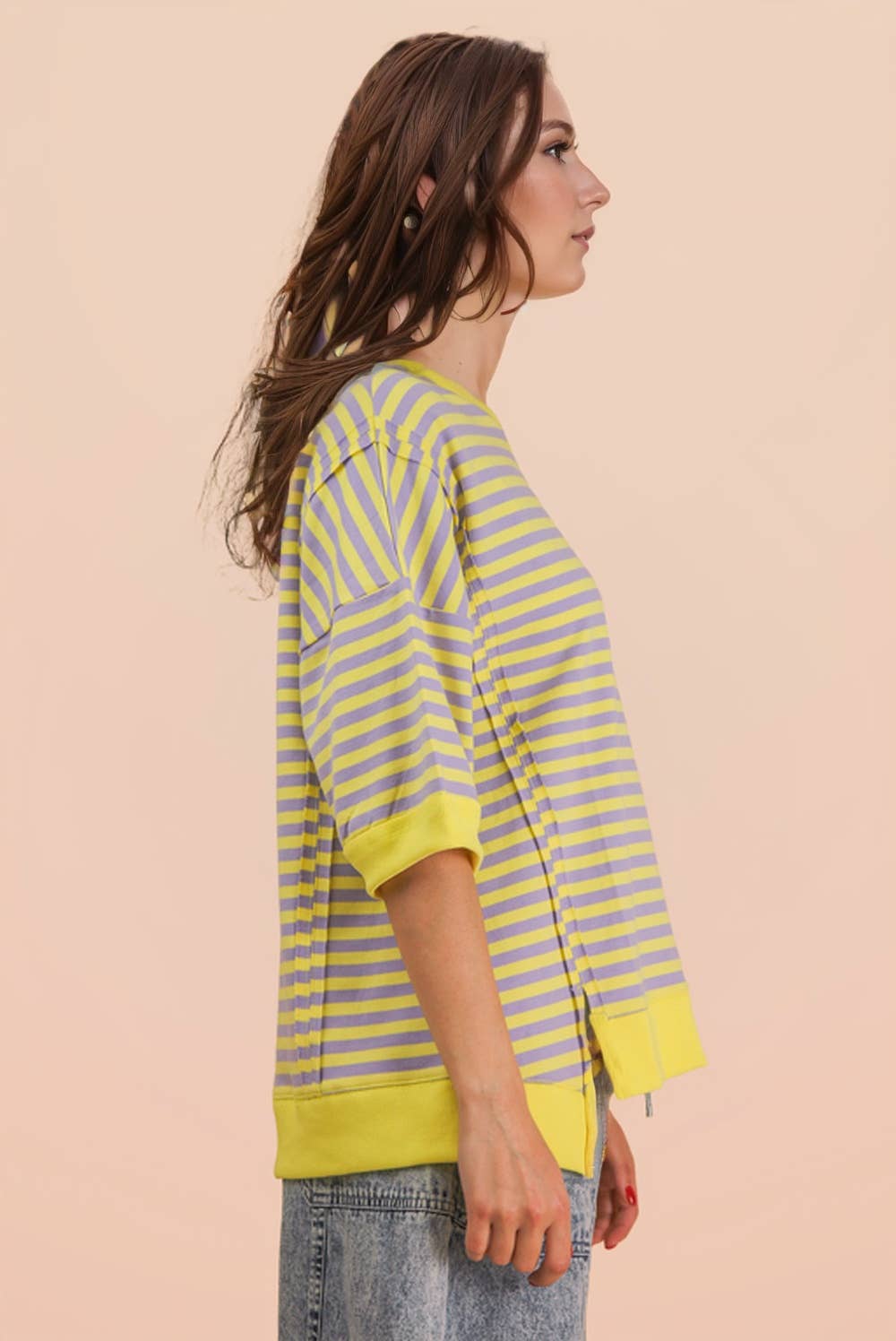 VERY J Oversized Stripe Top