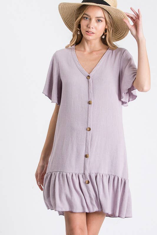 lovely melody Linen Button Dress