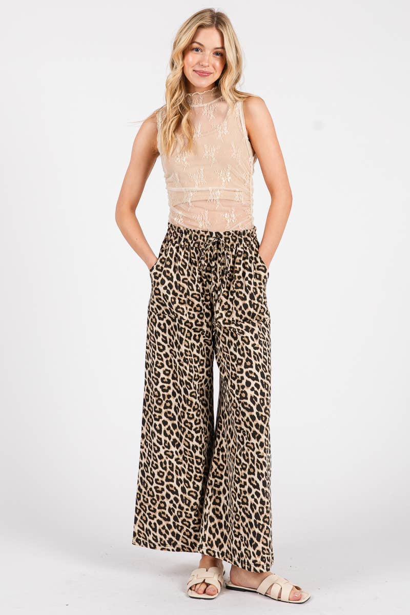 Sewn & Seen Leopard Print Wide-Leg Pants