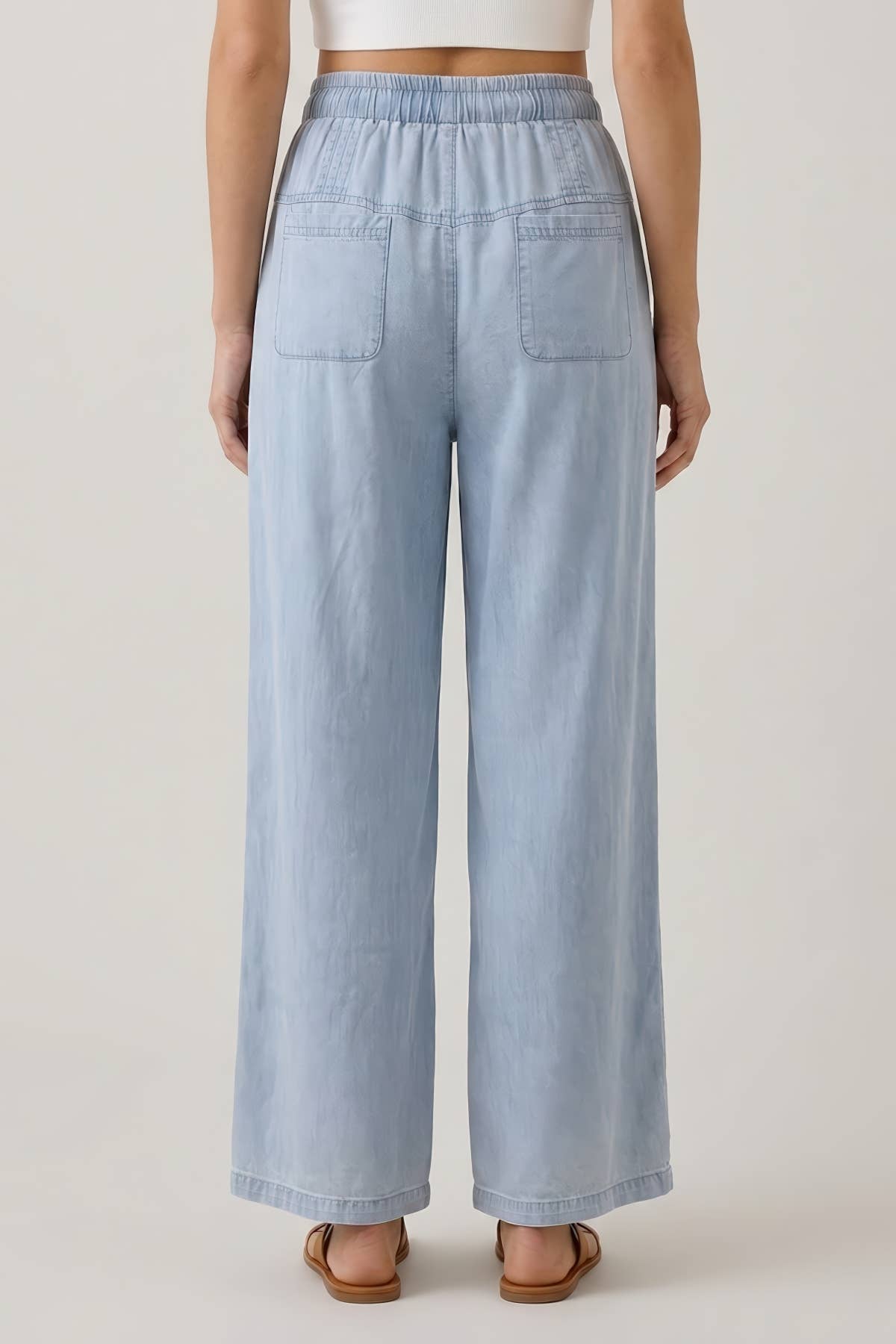 Doe & Rae Chambray Wide Leg Pants