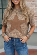 Evela Leopard Studded Star Tee