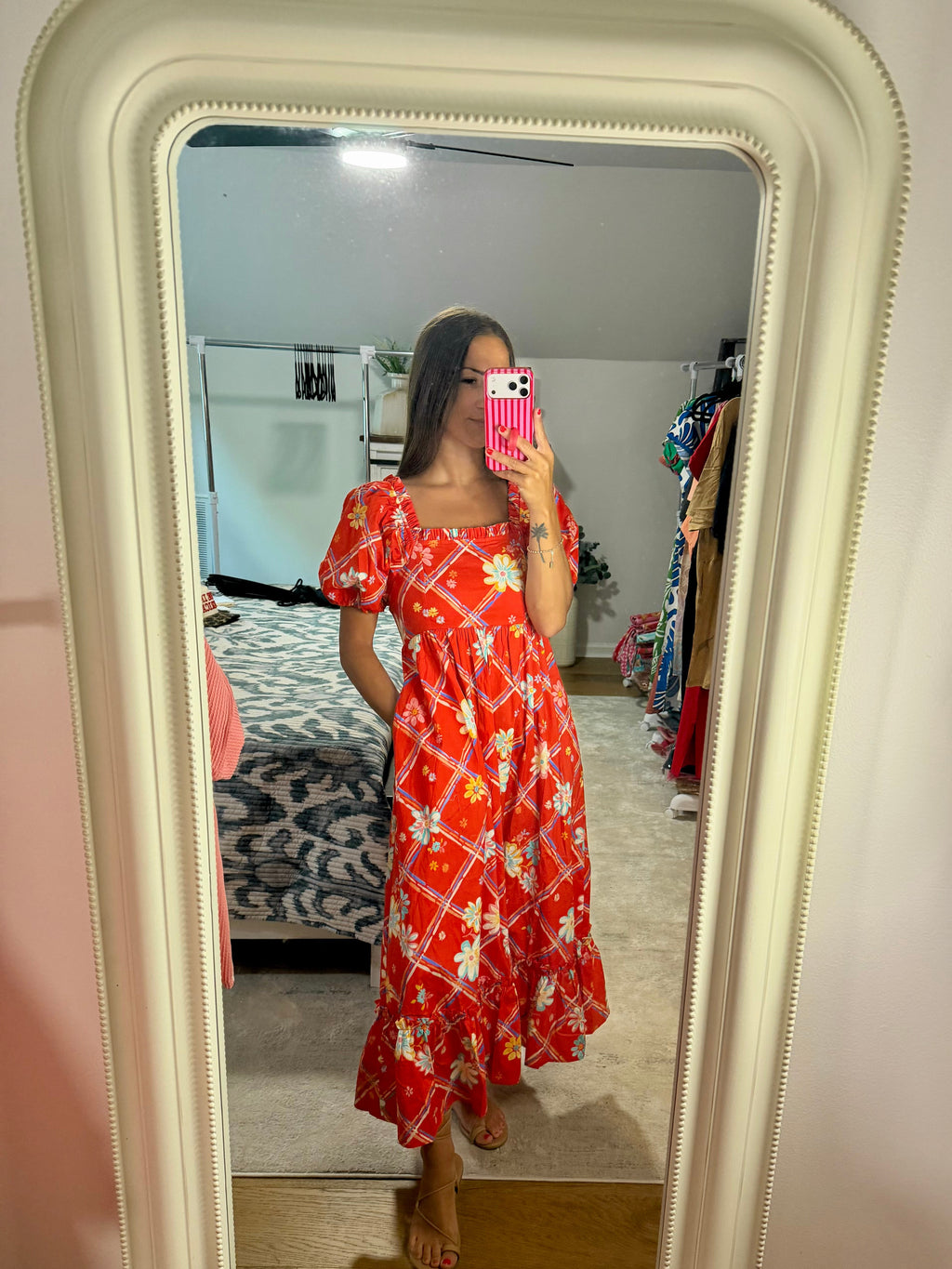 EASEL Printed Stretch Poplin Dress