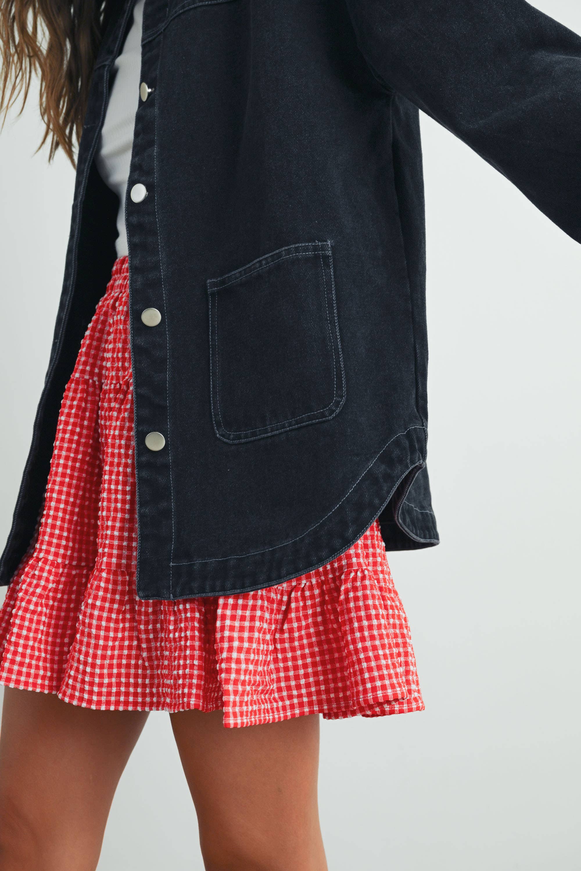 Buttermelon Gingham Tiered Skirt