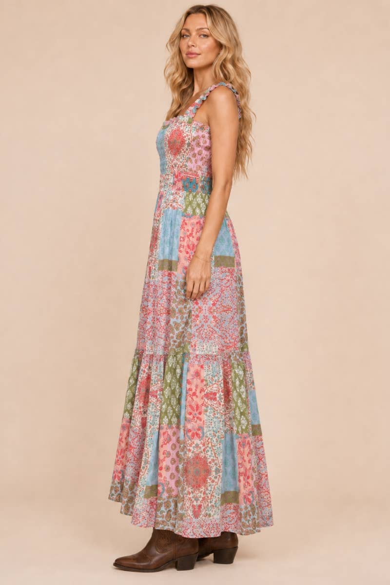 J.NNA Patch-Work Maxi Dress