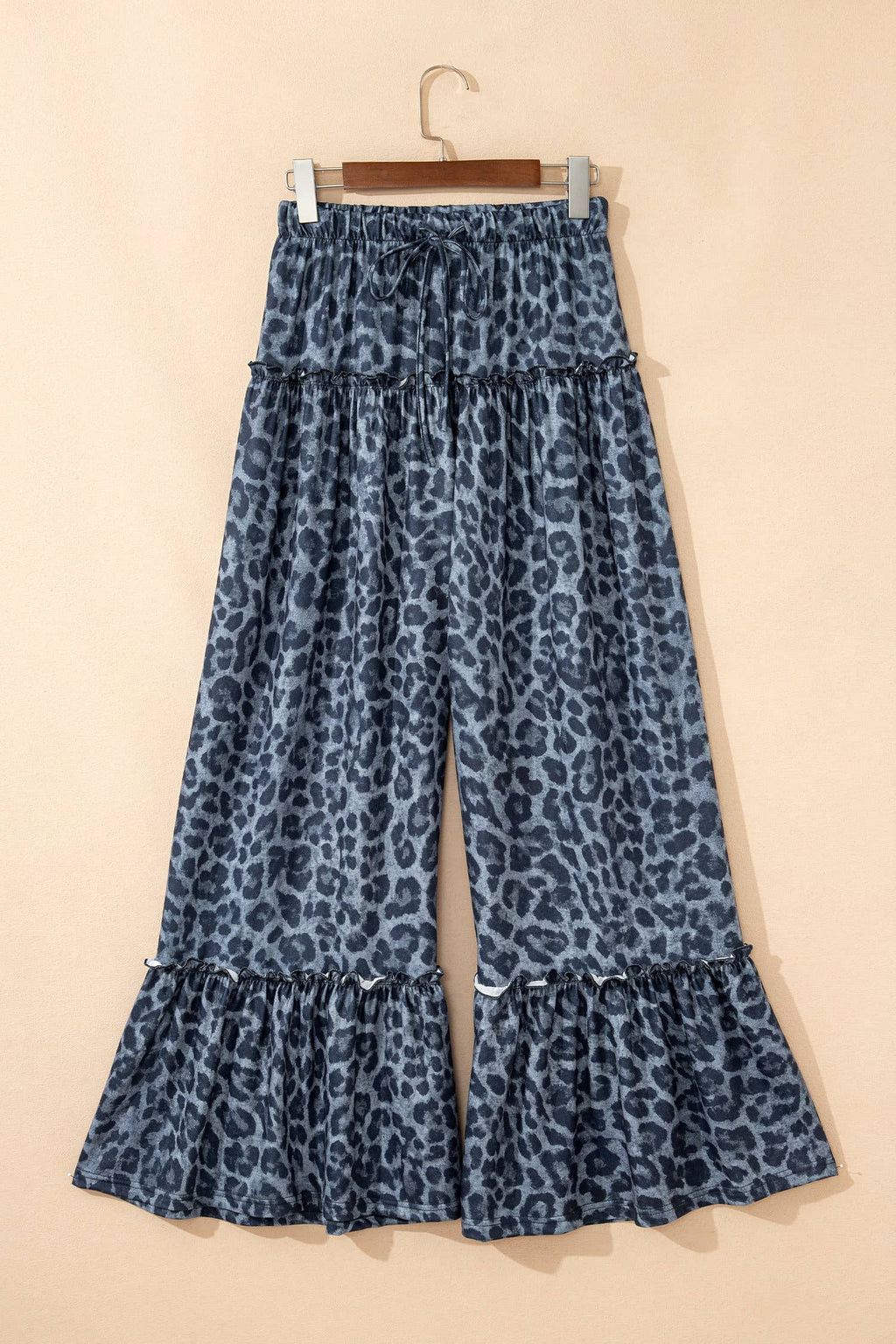 66DISCO Leopard Print Frilled Drawstring Wide Leg Pants