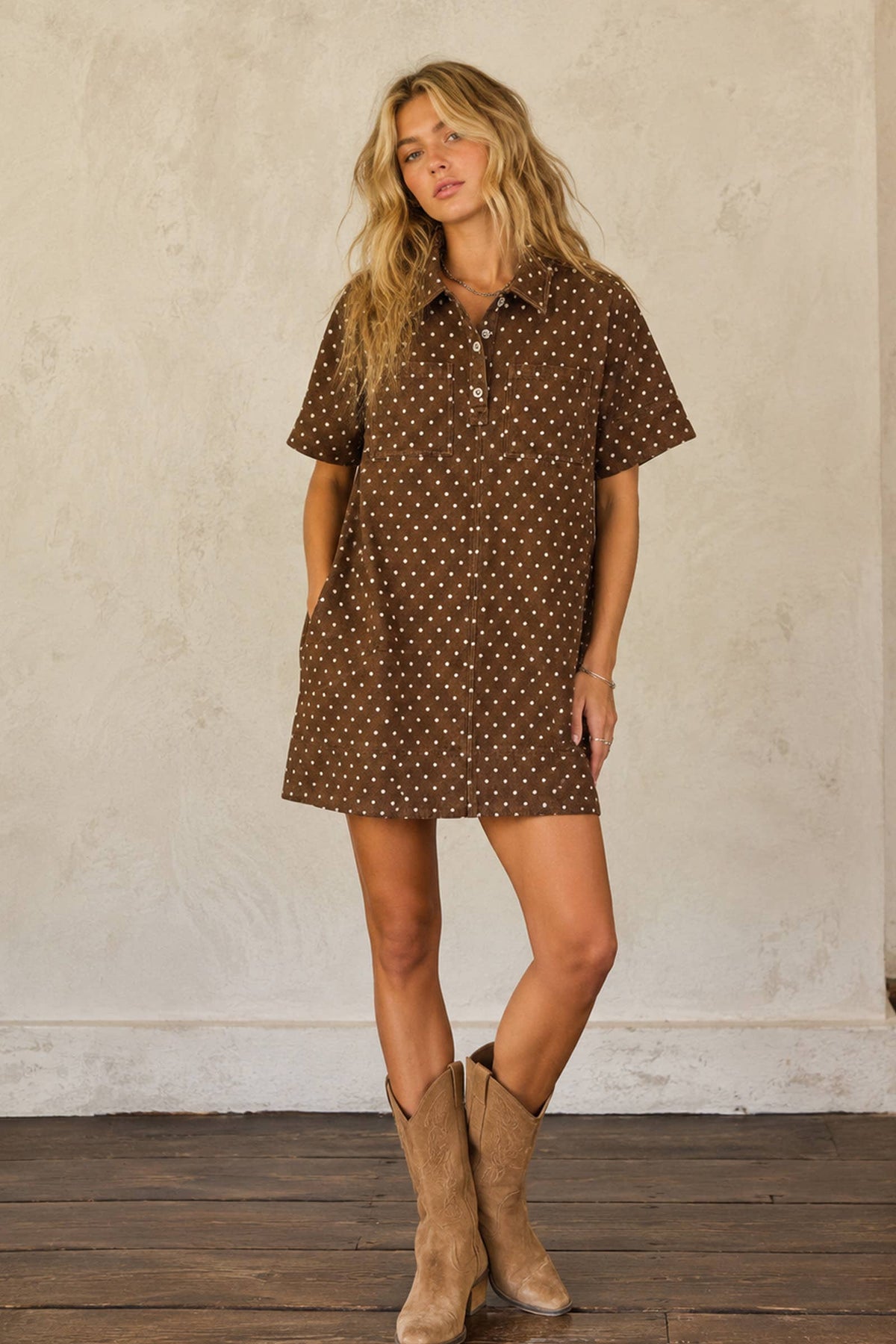 Sewn & Seen Polka Dot Denim Dress