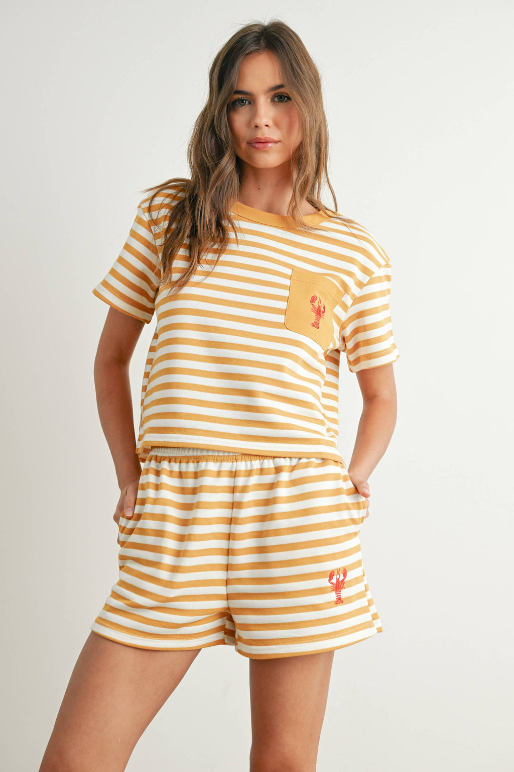 Buttermelon Striped Top w/ Lobster