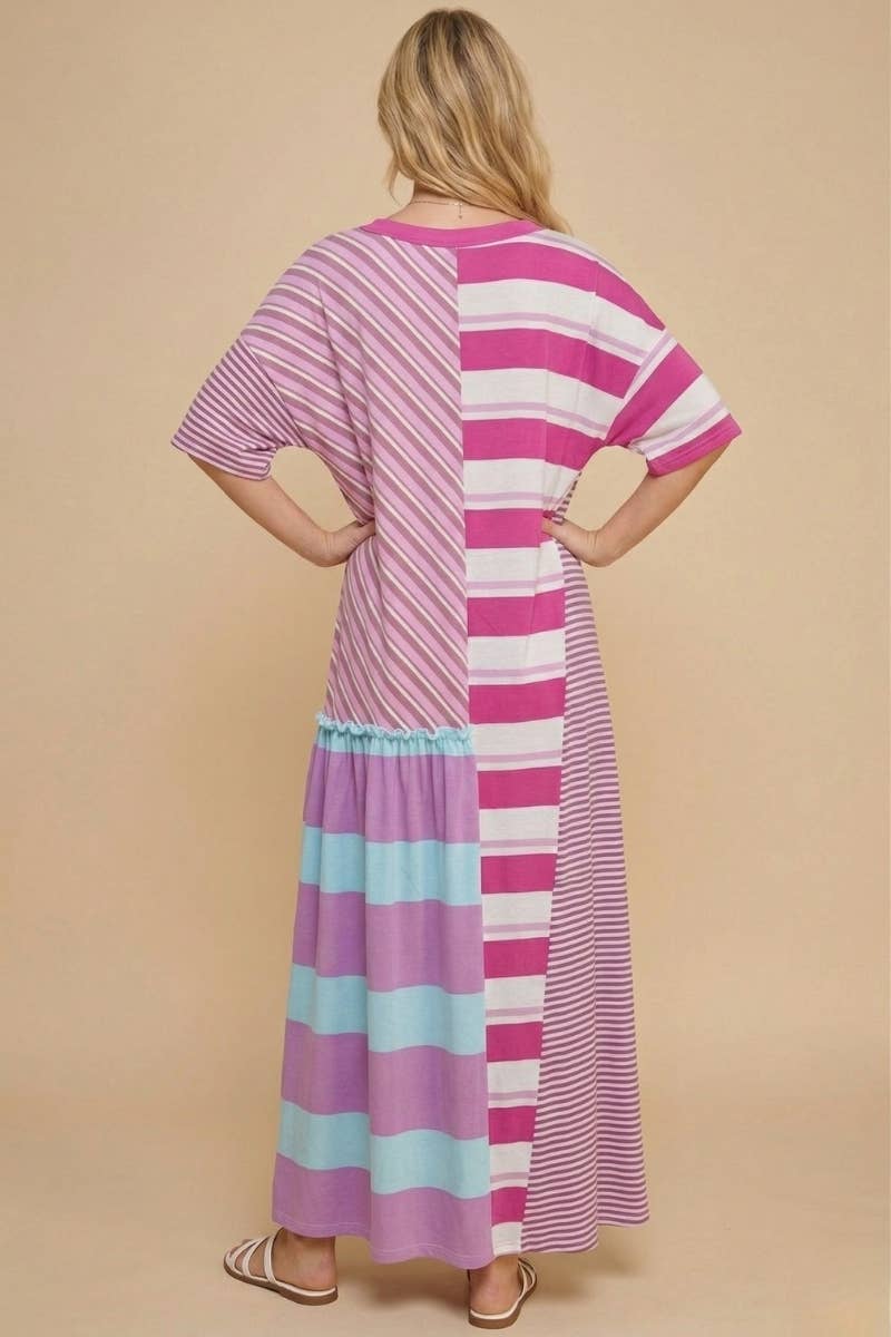 J.NNA Mixed-Stripe Maxi Dress