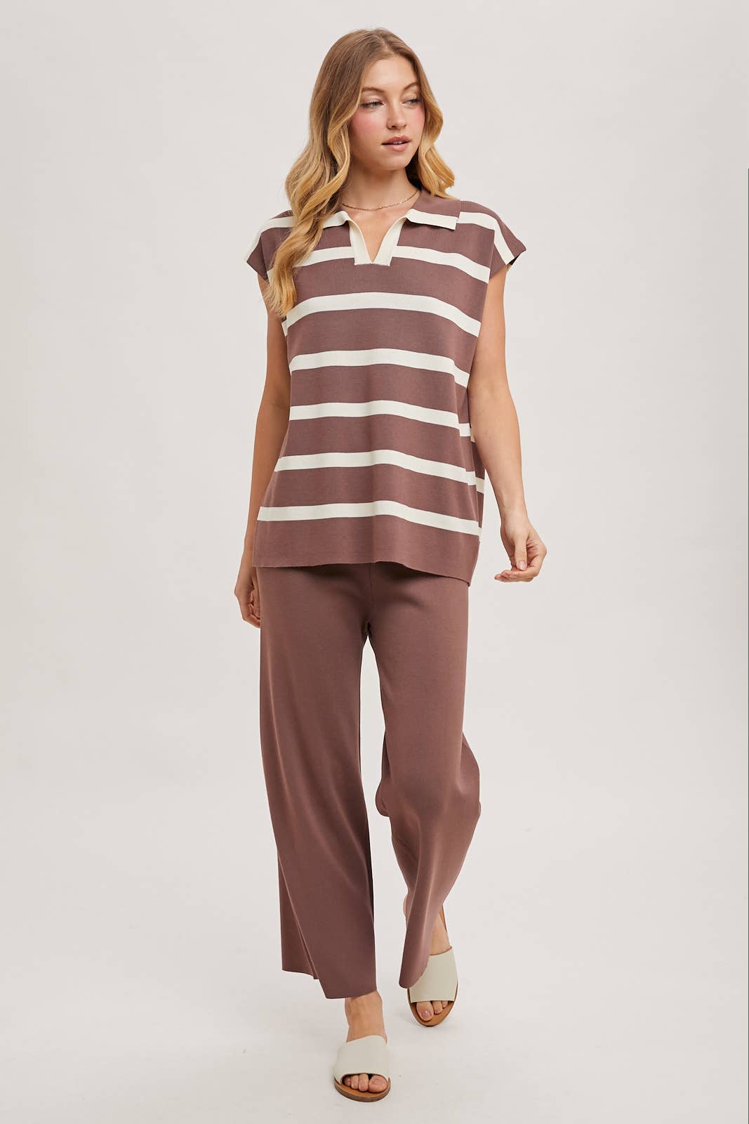 Bluivy Striped Polo Pants Set