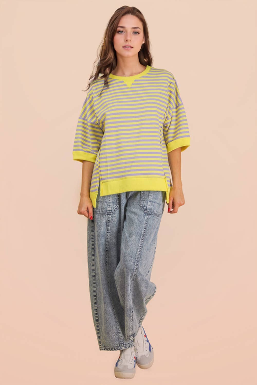 VERY J Oversized Stripe Top