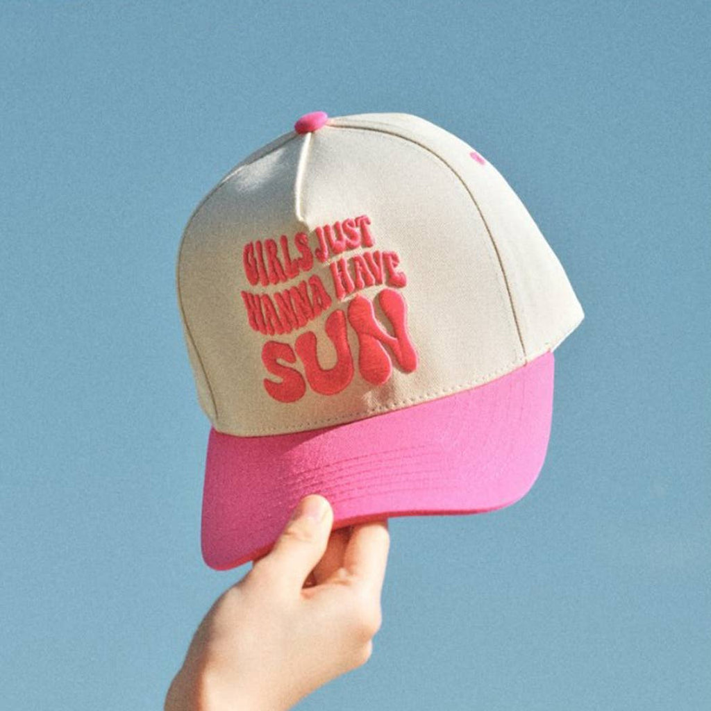 Girls Just Wanna Have Sun 3D Text Embroidery Two-Tone Cap