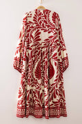 Very J Leaf Print Tiered Maxi Dress