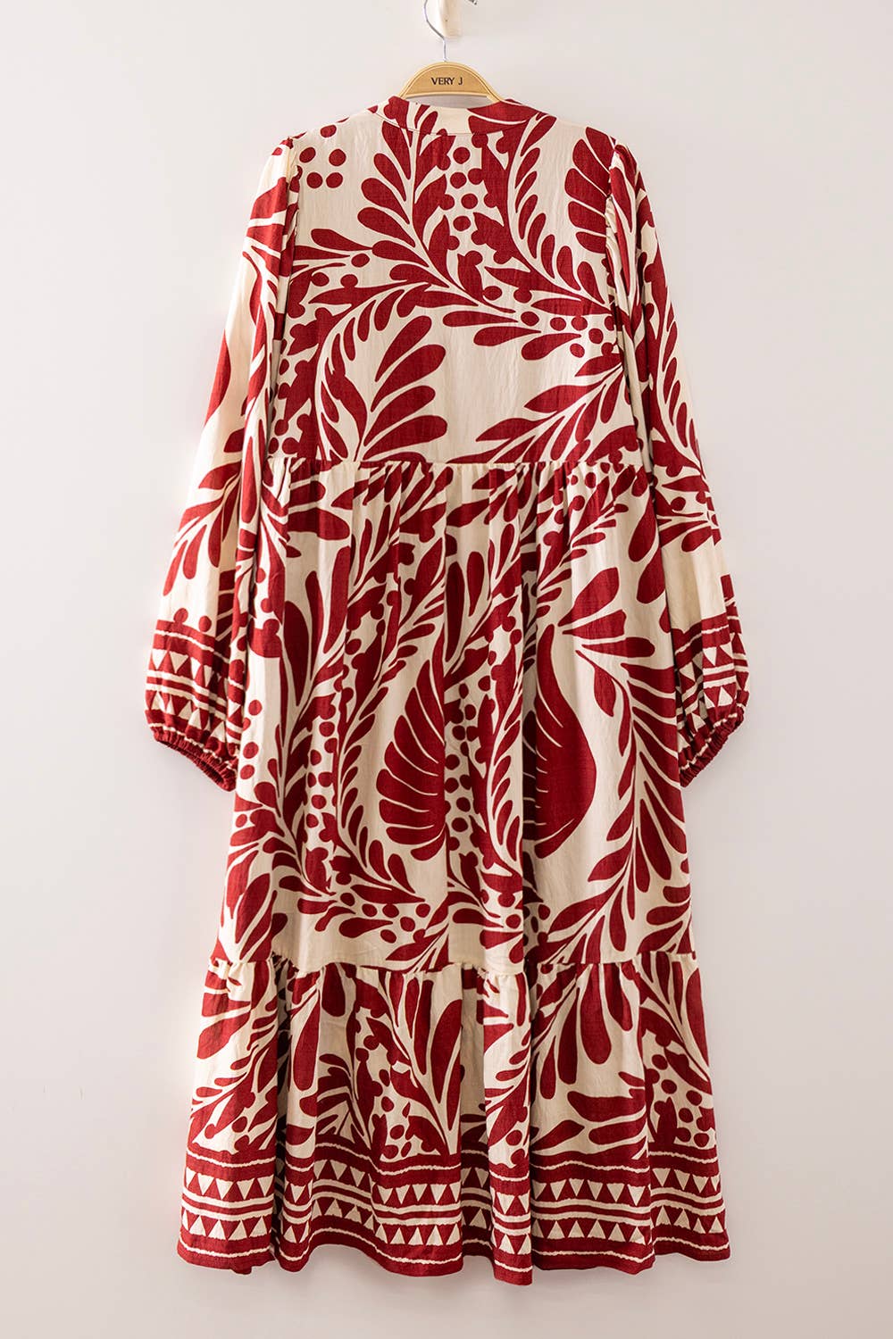 Very J Leaf Print Tiered Maxi Dress