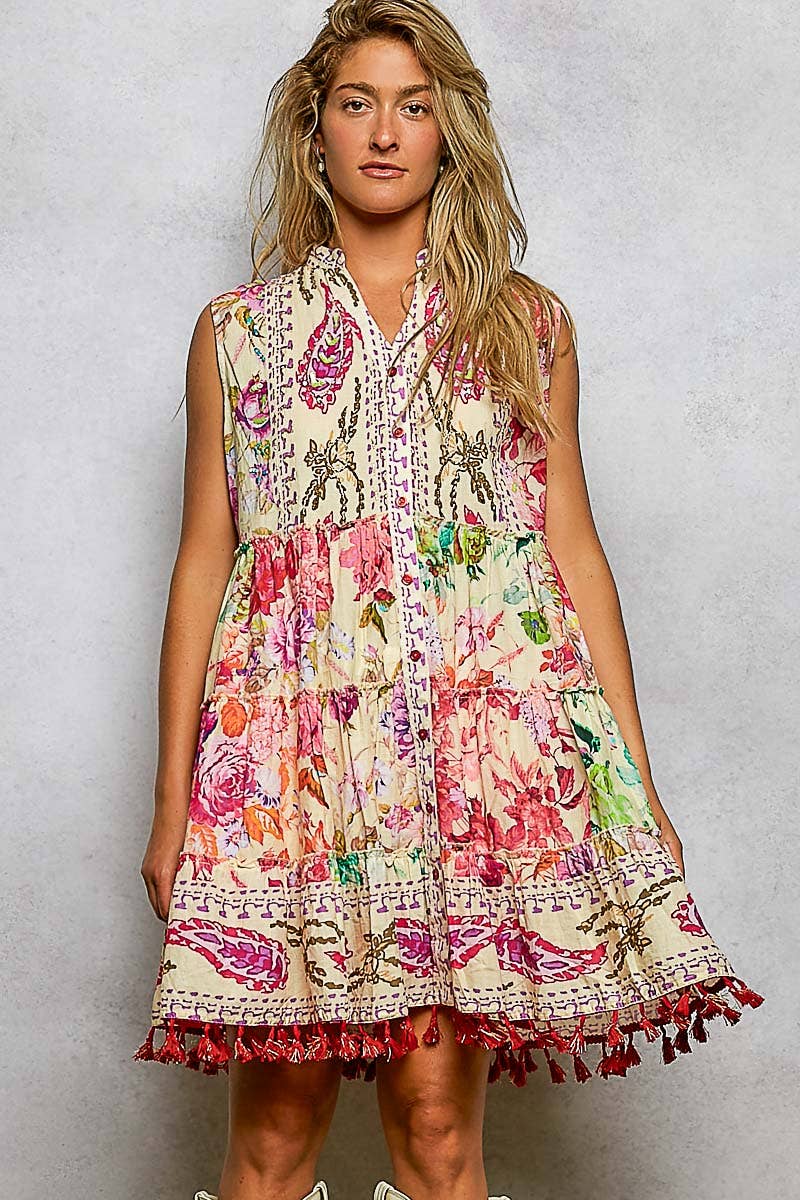 POL Floral Tassel Dress