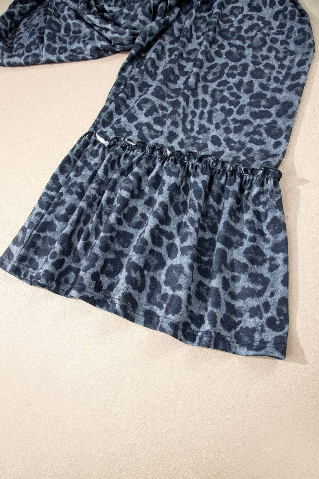66DISCO Leopard Print Frilled Drawstring Wide Leg Pants