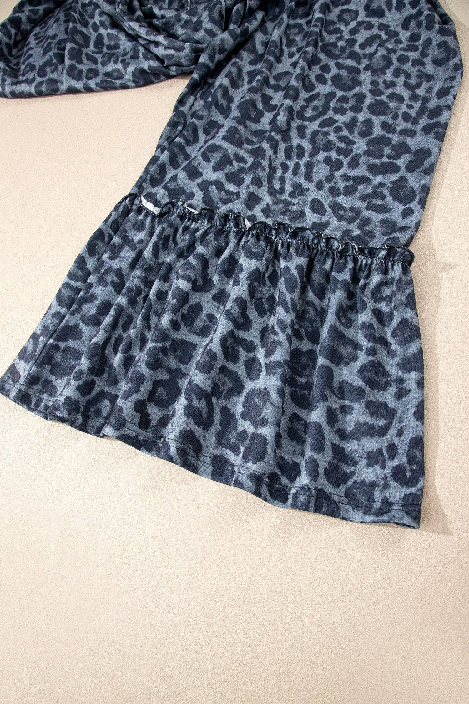 66DISCO Leopard Print Frilled Drawstring Wide Leg Pants