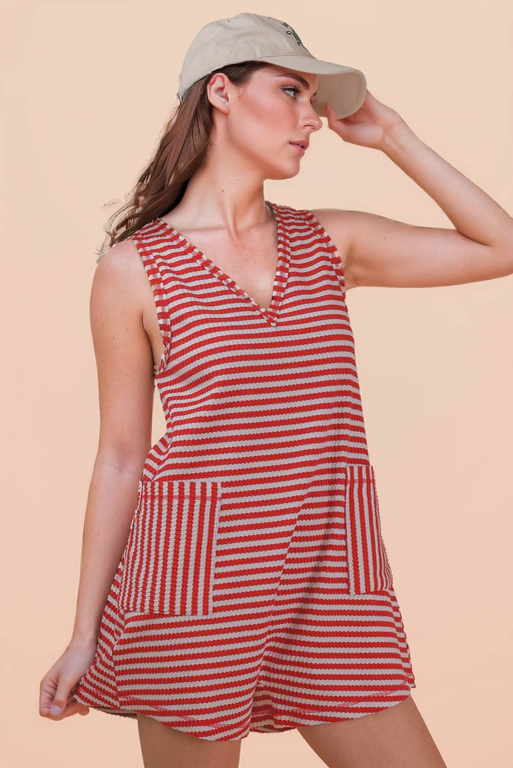 VERY J Striped Knit Romper