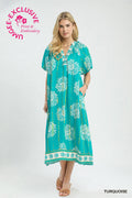Umgee Collar Smocked Midi Dress