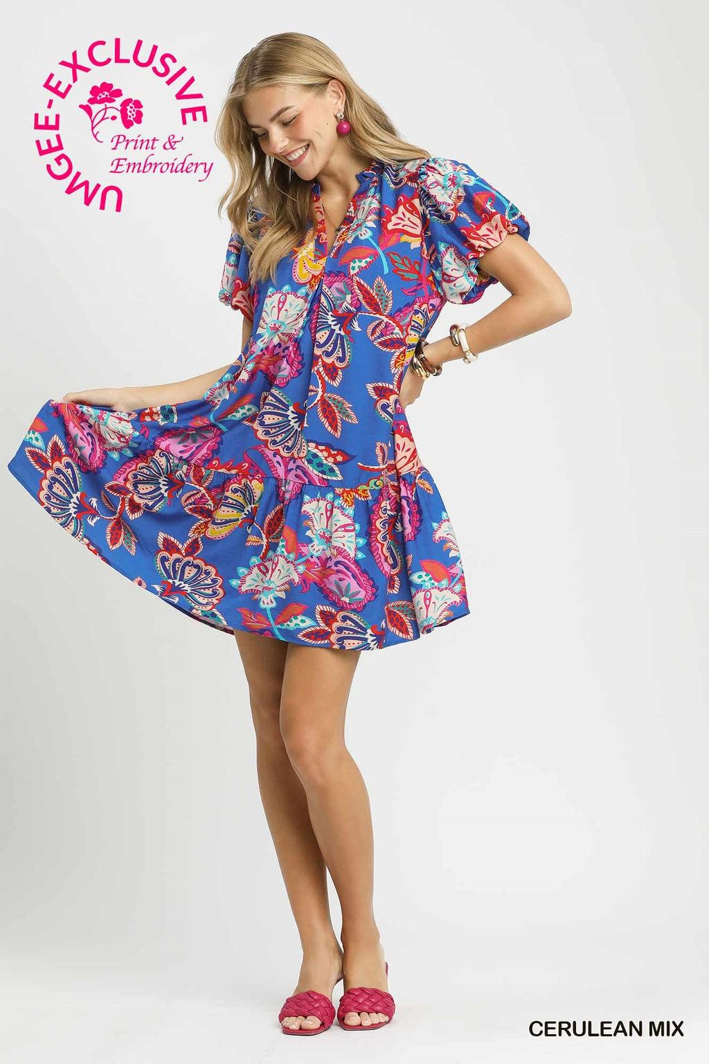 Umgee Bubble Sleeve Dress