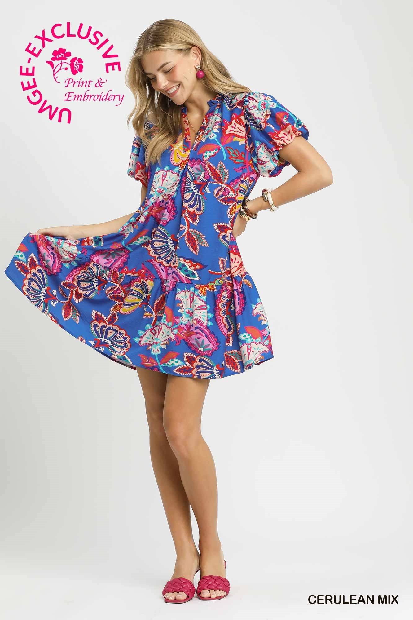 Umgee Bubble Sleeve Dress