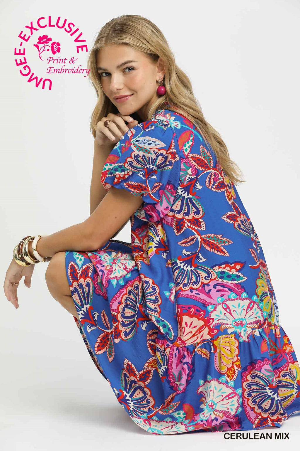 Umgee Bubble Sleeve Dress