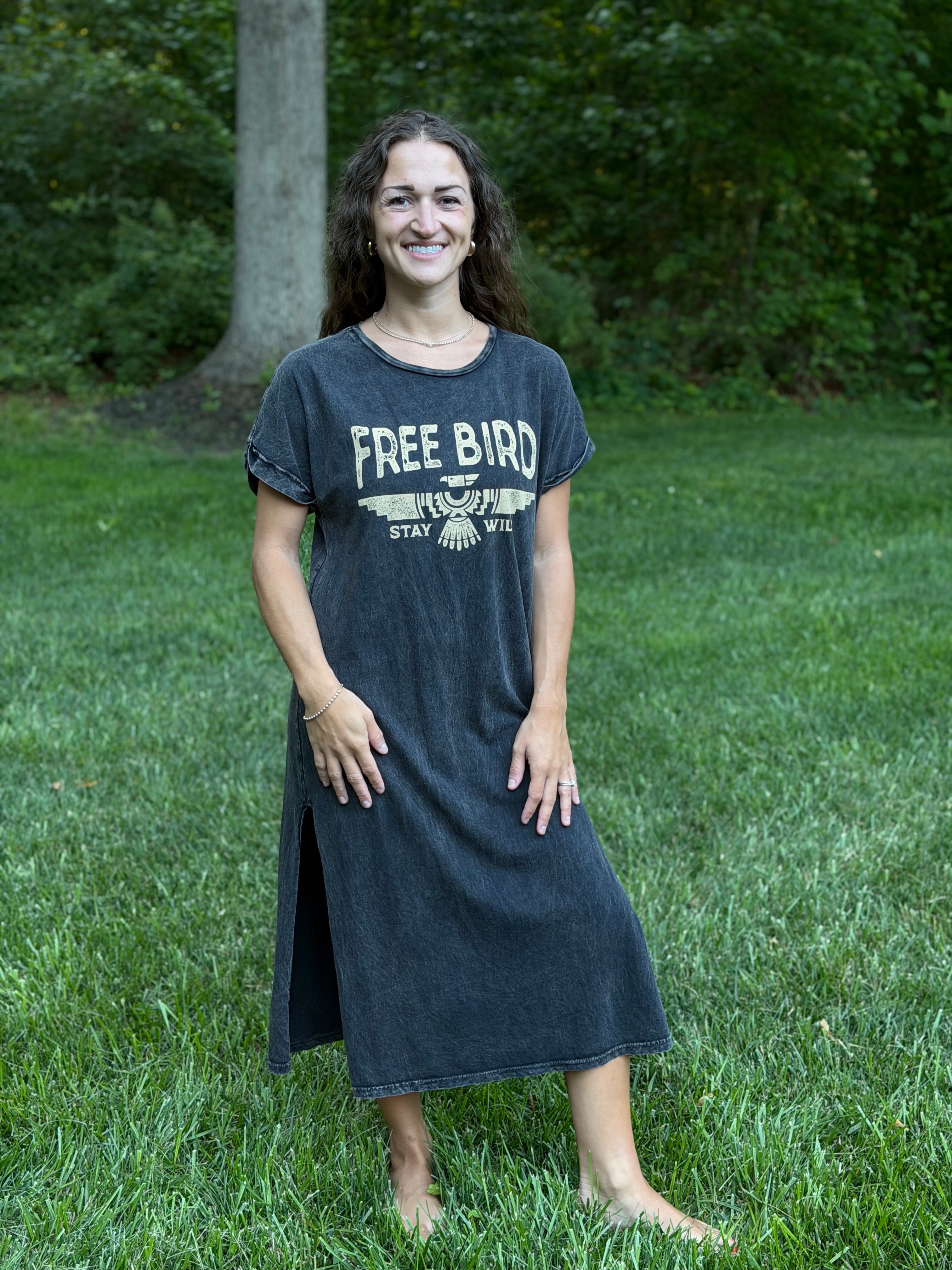 FREE BIRD MINERAL GRAPHIC DRESS